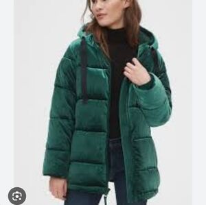 GAP GreenTeal Velvet Puffer Jacket XXL NWT